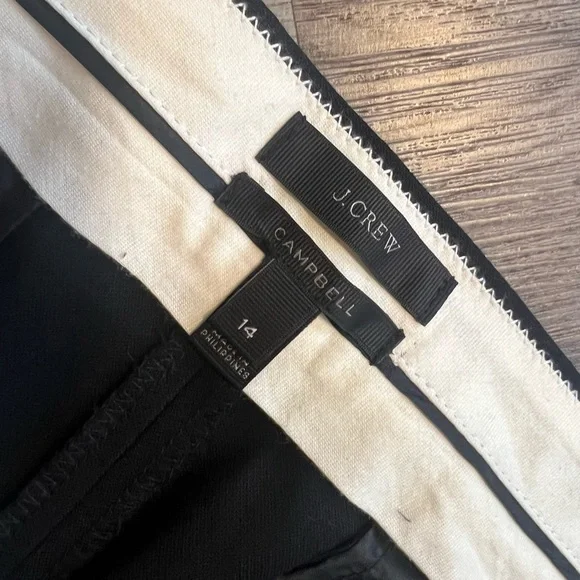 J. Crew Campbell Trouser Pants Womens Size 14 Black Wool Blend Stretch P57. - Picture 4 of 7